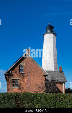 Phare du Port de New Haven, Lighthouse Point Park, East Haven, Connecticut, USA. Banque D'Images