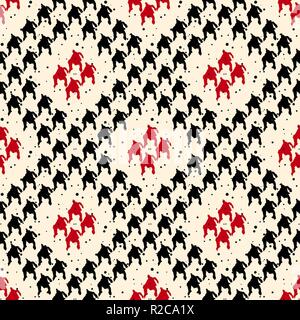 Seamless pattern houndstooth noir et rouge avec motif de lignes rouges à carreaux textiles vector eps10 Illustration de Vecteur