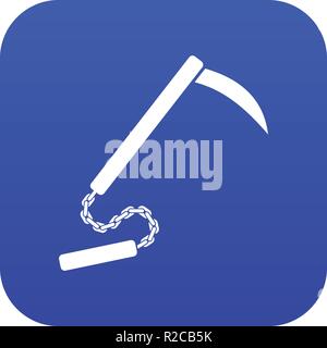 Icône Kusarigama bleu numérique Illustration de Vecteur