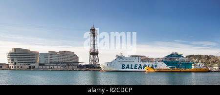 Barcelone, Espagne - 18 mars 2018 : vue panoramique du Port Vell. Barcelone. La Catalogne. Banque D'Images