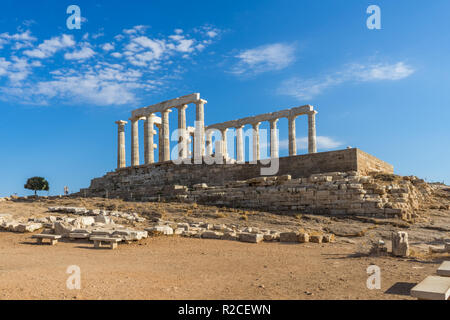 L'ancien temple de Poséidon (Neptune) au cap Sounion, en Grèce. Attika Banque D'Images