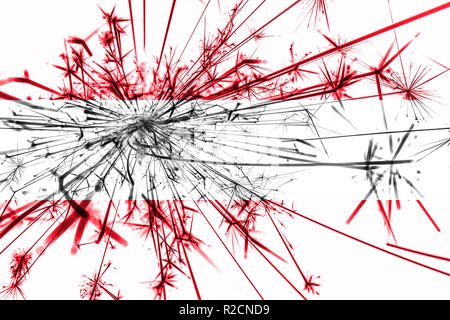 L'Autriche drapeau mousseux d'artifice. Nouvelle année 2019 et fête de Noël concept Banque D'Images