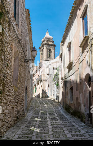 Les rues étroites d'Erice dans l'ouest de la Sicile, Italie Banque D'Images