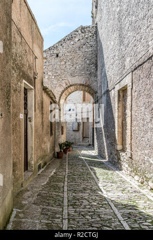 Les rues étroites d'Erice dans l'ouest de la Sicile, Italie Banque D'Images