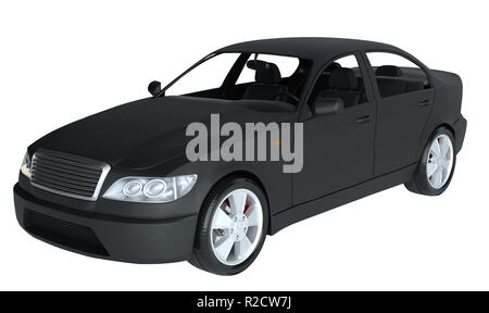 Brandless voiture noire générique. 3D Illustration Banque D'Images