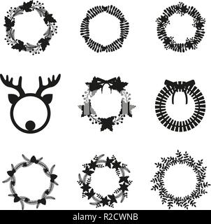 Couronne de Noël et guirlandes Set Illustration de Vecteur