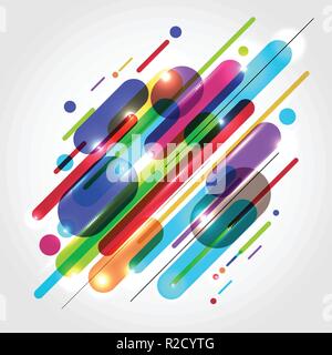 Abstract motion la composition dynamique constituée de diverses formes arrondies de couleur au rythme des lignes diagonales style minimal. Vector illustration Illustration de Vecteur