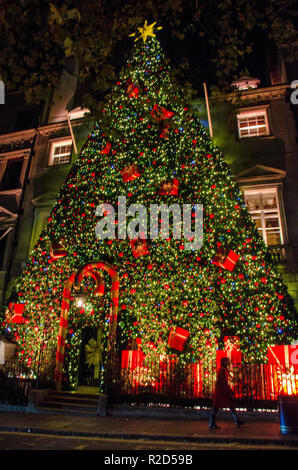 Londres, Royaume-Uni. 18 Nov, 2018. Annabel's Mayfair club privé entrée de style d'arbre de Noël la décoration. Credit : JOHNNY ARMSTEAD/Alamy Live News Banque D'Images