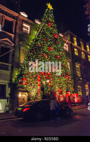 Londres, Royaume-Uni. 18 Nov, 2018. Annabel's Mayfair club privé entrée de style d'arbre de Noël la décoration. Credit : JOHNNY ARMSTEAD/Alamy Live News Banque D'Images