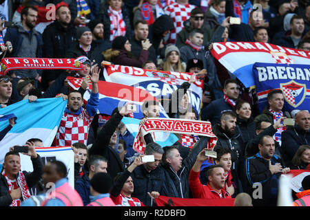 Londres, Royaume-Uni. 18 Nov, 2018. Croatie fans.L'UEFA Ligue des Nations Unies A, groupe 4 match, l'Angleterre v la Croatie au stade de Wembley à Londres le dimanche 18 novembre 2018. Veuillez noter les images sont pour un usage éditorial uniquement. Photos par Andrew Verger/Alamy live news Banque D'Images