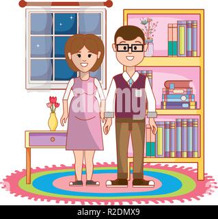 La femme et l'homme à l'intérieur home design Illustration de Vecteur