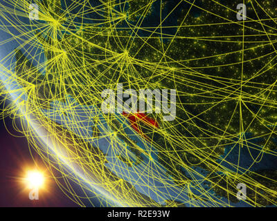 La Croatie sur la planète Terre depuis l'espace avec réseau. Concept de communication internationale, de la technologie et les voyages. 3D illustration. Éléments de cette imag Banque D'Images