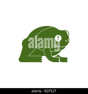 Coupe de viande Grenouille. Silhouette d'anoures scheme lignes de différentes parties de la viande. Comment couper la chair d'amphibiens. Schéma de la viande de boucherie de l'affiche de grands magasins. Barbecu Illustration de Vecteur