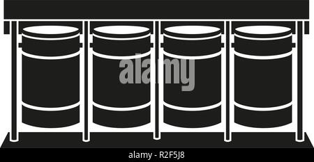 Noir et blanc poubelles de tri silhouette Illustration de Vecteur