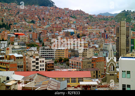 Superbe vue aérienne de La Paz, la plus haute capitale au monde, la Bolivie, l'Amérique du Sud Banque D'Images