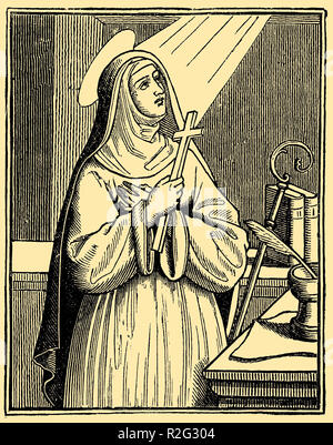 Sainte Hildegard von Bingen (1098-1179), mystique chrétienne, abbesse bénédictine allemande, visionnaire et polymathe, Banque D'Images