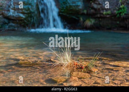 L'eau en cascade à trois Shires Head dans le parc national de Peak District. Banque D'Images