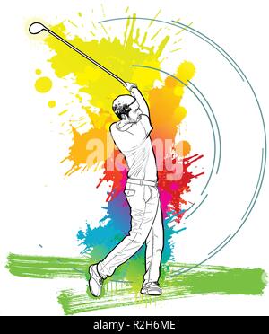 Joueur de golf illustration. Dvd coups de balle de golf. Illustration de Vecteur