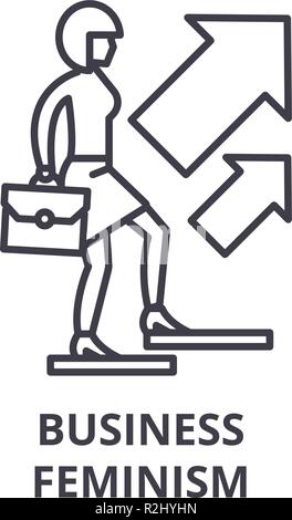 L'icône de la ligne du féminisme d'entreprise concept. Le féminisme d'affaires vector illustration linéaire, symbole, d'un signe Illustration de Vecteur