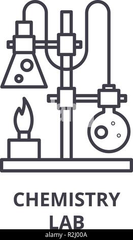 L'icône de la ligne de laboratoire de chimie concept. Laboratoire de chimie linéaire vector illustration, symbole, d'un signe Illustration de Vecteur