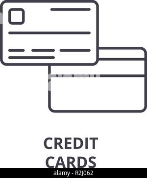 L'icône de la ligne de cartes de crédit concept. Cartes de crédit illustration linéaire vectorielle, symbole, d'un signe Illustration de Vecteur