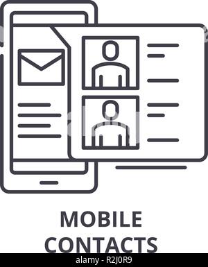 L'icône de la ligne de contacts Mobile concept. Les contacts mobiles vector illustration linéaire, symbole, d'un signe Illustration de Vecteur