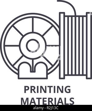 L'icône de la ligne de supports d'impression concept. Les matériaux d'impression linéaire vectorielle illustration, symbole, d'un signe Illustration de Vecteur