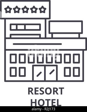 Resort Hotel icône ligne concept. Resort Hotel vector illustration linéaire, symbole, d'un signe Illustration de Vecteur