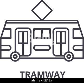 L'icône de la ligne de tramway concept. Vector illustration linéaire Tramway, symbole, d'un signe Illustration de Vecteur