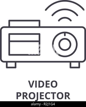 L'icône de la ligne du projecteur vidéo concept. Projecteur vidéo linéaire vector illustration, symbole, d'un signe Illustration de Vecteur