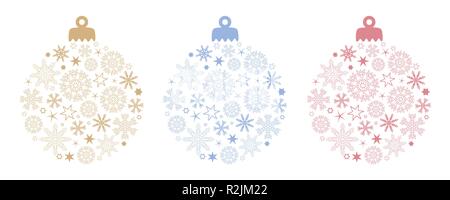 Jeu de boule de noël la décoration avec des flocons et des étoiles de différentes couleurs illustration vecteur EPS10 Illustration de Vecteur
