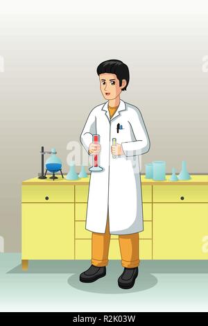 Un vecteur illustration de laboratoire scientifique travaillant dans Illustration de Vecteur