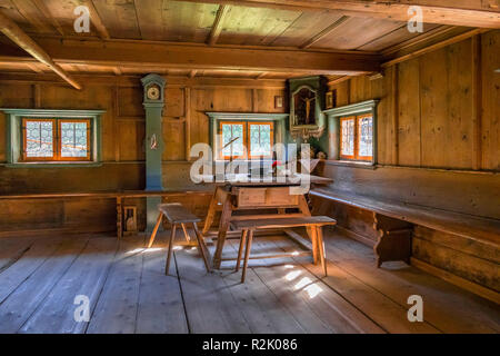 Chambre Salon de Markus Wasmeier, ferme et musée des sports d'hiver Schliersee, Haute-Bavière, Bavaria, Germany, Europe Banque D'Images