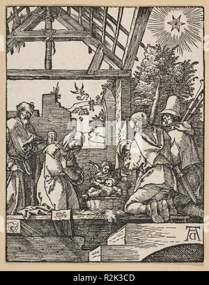 La Nativité, de la petite Passion. Artiste : Albrecht Dürer (Nuremberg, Allemagne Nuremberg 1471-1528). Fiche technique : Dimensions : 5 x 3 7/8 in. (12,7 x 9,8 cm). Date : n.d.. Musée : Metropolitan Museum of Art, New York, USA. Banque D'Images