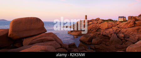 Phare Phare de Ploumanac'h, en France, Europe, Banque D'Images