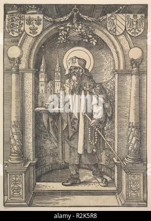 Saint Sebald dans une niche. Artiste : Albrecht Dürer (Nuremberg, Allemagne Nuremberg 1471-1528). Fiche technique : Dimensions : 11 x 8 3/8 à 13/16. (30 x 21,3 cm). Ancienne Attribution : autrefois attribués à l'allemand ; Pourbus Frans (1512-22), active. Date : 1518. Musée : Metropolitan Museum of Art, New York, USA. Banque D'Images