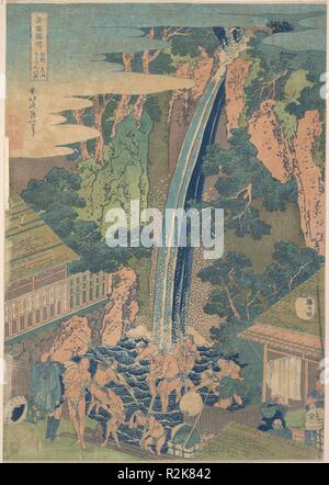 Roben Cascade à Oyama dans la province de Sagami (Oyama Soshu Roben no taki), de la série une visite de cascades des différentes provinces (Shokoku taki say yes). Artiste : Katsushika Hokusai (Japonais, Tokyo (EDO) 1760-1849 Tokyo (EDO)). Culture : le Japon. Dimensions : H. 14 3/8 in. (36,5 cm) ; W. 10 1/8 in. (25,7 cm). Date : ca. 1827. Musée : Metropolitan Museum of Art, New York, USA. Banque D'Images