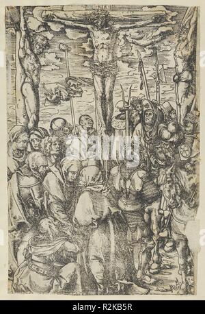 Deux impressions : la crucifixion sur le recto et le Christ portant la croix sur le verso, à partir de la Passion. Artiste : Lucas Cranach l'ancien (allemand, Kronach 1472-1553 Weimar). Fiche Technique : Dimensions : 13 1/8 x 9 5/8 in. (33,3 × 24,5 cm) Image : 9 × 6 11/16 3/8 in. (24,6 × 16,2 cm). Musée : Metropolitan Museum of Art, New York, USA. Banque D'Images