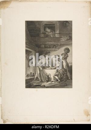 Le Pate d'anguilles, de Contes et nouvelles en vers par Jean de La Fontaine. A Paris, de l'imprimerie de P. DIDOT, l'an III de la République, 1795. Artiste : Après Jean Honoré Fragonard (Grasse, France 1732-1806 Paris) ; Jean-Baptiste Patas (français, Paris 1744 ?- ?1802 Paris). Auteur : Jean de La Fontaine (Français, Château-Thierry 1621-1695 Paris). Fiche Technique : Dimensions : 13 × 10 3/4 3/16 in. (34,9 × 25,8 cm) Plaque : 12 1/2 x 9 5/8 in. (31,8 × 24,5 cm). Editeur : Pierre Didot l'ainé (Français, 1761-1853). Portefeuille/Série : Contes et nouvelles en vers par Jean de La Fontaine. A Paris, de l'imprimerie d Banque D'Images