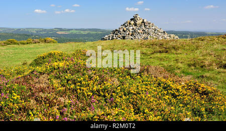 Cairn du sommet sur la Colline noire près de Haytor sur Dartmoor. Banque D'Images