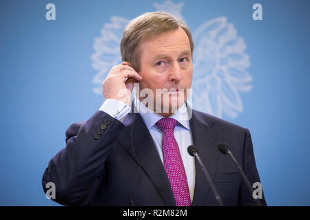 Premier Ministre (Taoiseach) d'Irlande, Enda Kenny, au cours de la conférence de presse à Varsovie, Pologne, le 9 février 2017 Banque D'Images