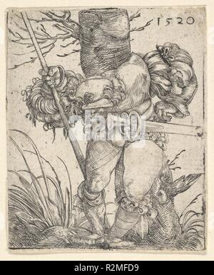 Footsoldier en face d'un arbre. Artiste : Barthel Beham (allemand, Nuremberg ca. Italie 1502-1540). Fiche Technique : Dimensions : 1 7/8 x 1 9/16 in. (4,8 × 4 cm). Date : milieu du 17e siècle. Musée : Metropolitan Museum of Art, New York, USA. Banque D'Images