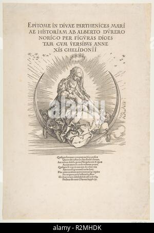 La Vierge sur le Croissant, frontispice à la vie de la Vierge. Artiste : Albrecht Dürer (Nuremberg, Allemagne Nuremberg 1471-1528). Fiche technique : Dimensions : 16 7/8 x 11 9/16 in. (42,9 x 29,4 cm). Date : ca. 1511. Musée : Metropolitan Museum of Art, New York, USA. Banque D'Images
