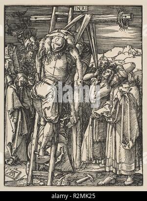 La descente de la Croix, de la petite Passion. Artiste : Albrecht Dürer (Nuremberg, Allemagne Nuremberg 1471-1528). Fiche technique : Dimensions : 5 x 3 7/8 in. (12,7 x 9,8 cm). Date : ca. 1509. Musée : Metropolitan Museum of Art, New York, USA. Banque D'Images