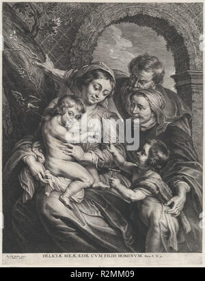 La Sainte Famille avec sainte Elisabeth et le taux de Saint Jean le Baptiste, tenant un chardonneret sur une chaîne. Artiste : Après Peter Paul Rubens (Siegen, flamand 1577-1640 Anvers) ; à ; 1er quart (Néerlandais, Bolsward 1581-1659 Anvers). Fiche Technique Dimensions : (découpés) : 15 × 11 11/16 15/16 in. (39,8 × 30,4 cm). Date : ca. 1600-59. Musée : Metropolitan Museum of Art, New York, USA. Auteur : Après Peter Paul Rubens. À ; 1er quart 18e. Après) by anonyme Sir Peter Paul Rubens. Banque D'Images