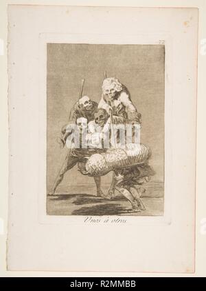 77 Plaque de 'Los Caprichos':ce que l'on fait à un autre (Unos á otros.). Artiste : Goya (Francisco de Goya y Lucientes (Fuendetodos) espagnol, 1746-1828 Bordeaux). Dimensions : Plateau : 8 3/8 x 5 7/8 in. (21,3 x 15 cm) Fiche technique : 11 5/8 x 8 5/16 in. (29,5 × 21,1 cm). Series/portefeuille : Los Caprichos. Date : 1799. Musée : Metropolitan Museum of Art, New York, USA. Banque D'Images