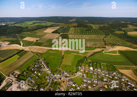 Vue aérienne, autoroute A46 Extension, Meschede, Bestwig, Rhénanie du Nord-Westphalie, Allemagne, Europe, Banque D'Images