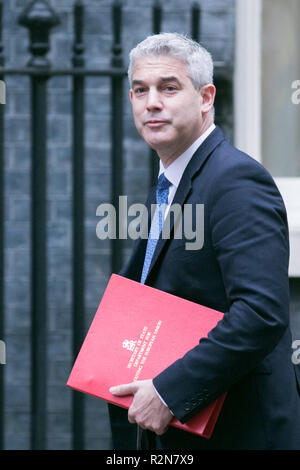 London UK. 20 novembre 2018. Nouveau nommé secrétaire d'État à la sortie de l'Union européenne Stephen Barclay MP arrive à Downing Street pour la réunion hebdomadaire du cabinet Crédit : amer ghazzal/Alamy Live News Banque D'Images