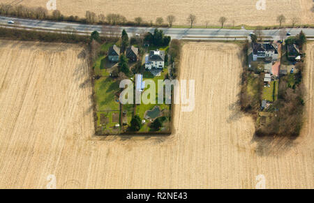 Les fermes isolées, la propriété privée, terrain, Neukirchen, Neukirchen-Vluyn, Bas-rhin, Rhénanie du Nord-Westphalie, Allemagne, Europe, Banque D'Images