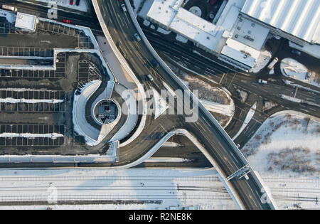 Vue aérienne, Sauerland, neige, hiver, Siegen, Rhénanie du Nord-Westphalie, Allemagne, Europe, Banque D'Images